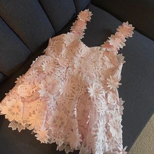 ermanno scervino lace pink top embroidered floral peplum tank top, size 36.